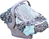 Turtle Toppy Car Seat Cover - Chocolate Brown and Blue Zebra