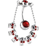 Ruby Red SKULL CHANDELIER Top Dangle Belly Ring