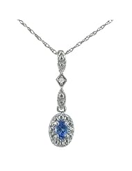 Dangle Style Tanzanite and Diamond Pendant in 10k White Gold