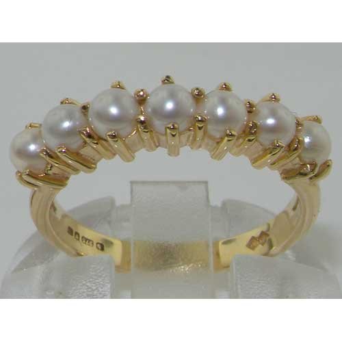 9K Yellow Gold Ladies Pearl Anniversary Eternity Ring Finger Sizes 5 to 12 Available