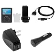 Durable Flexible Soft Black Silicone Skin Case with Belt Clip and Armband + USB Car + USB Home Travel Charger + USB Data Cable for Sandisk Sansa Fuze