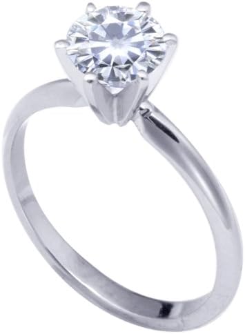 Stunning! 14k White-gold 6.50mm (0.88CT Actual Weight, 1.00CT Diamond Equivalent Weight) Moissanite Solitaire 6-Prong Engagement Ring by Vicky K Designs - 4.0