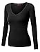 Doublju Womens Basic V-Neck Long Sleeve T-Shirt