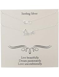 Sterling Silver Duo Necks, Crystal Infinity and "Love" Necklace, 16"+2" Extender