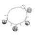 Sterling Silver Oxidized Etched Rose Discs and Clear Bead Charm Bracelet, 7.5″