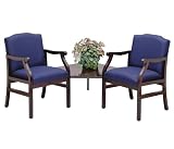2 Guest Chairs with Connecting Corner Table Avon Black Fabric/Black Frame