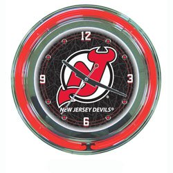 NHL New Jersey Devils Neon Clock - 14 inch Diameter