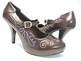 Brown Rockabilly Pin Up Maryjane Pumps Women