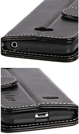 LG Optimus L70 Case, E LV LG Optimus L70 Case Deluxe PU Leather Flip Wallet Case Cover for LG Optimus L70 with 1 Black Stylus - Classic Black