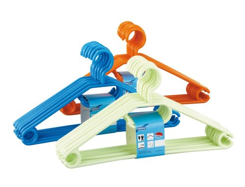 WENKO 14084100 B&uuml;gel Easy - Kleiderb&uuml;gel 10er Set, Hosensteg, Rockeinkerbungen, Schal-, Krawattenhalter, Kunststoff, 42 cm, farblich sortiert