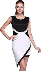 Asymmetric Wrap Colorblocking Bodycon Dress/Mini Dress 