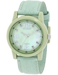 Sprout Womens ST/5504GMGN Diamond Dial Green Organic Cotton Strap Watch