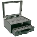 Watch Box Storage Case Leather For 20 Watches With Lucite Window by Tech Swiss