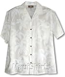 Palm Trees Men's Hawaiian Aloha Rayon Shirt in Wedding White