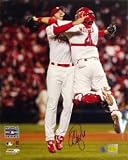 Adam Wainwright St. Louis Cardinals - 2006 WS Celebration with Molina - Autographed 8x10 Photograph