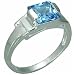 2.00 Carats Princess Cut Genuine Swiss Blue Topaz Sterling Silver Ring