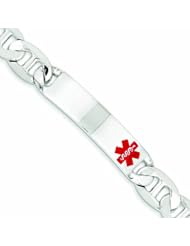 Genuine .925 Sterling Silver Polished Medical Anchor Link Id Bracelet 38.2 Grams 8.5 Inch Length. 100% Satisfaction Guaranteed.