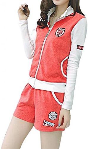 VENTELAN Women'S Autumn Casual Long Sleeve Sweater Shorts Sportswear Two Piece