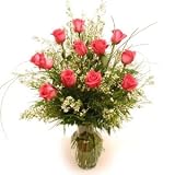 One Dozen Pink Roses - Premium