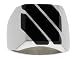Gent's Sterling Silver Triple Diagonal Black Obsidian Ring
