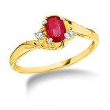 Created Ruby Ring 10K Yellow Gold