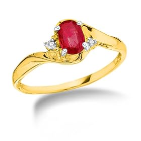 Created Ruby Ring 10K Yellow Gold