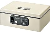 PLUS 電子ロック手提金庫 FL型 エルグレー Mサイズ CB-020FL LGY 12-835の画像