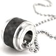 Amour Love Stainless Steel Checker Design Barrel Black Pendant Necklace
