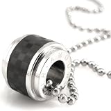 Amour Love Stainless Steel Checker Design Barrel Black Pendant Necklace