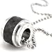 Amour Love Stainless Steel Checker Design Barrel Black Pendant Necklace