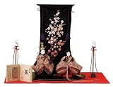 雛人形 ひな人形 平飾り 親王飾り 葵 創作葵 ちりめんに刺繍の几帳 龍村・奈良裂蜀紅文 山崎巧絢作 h243-sk-113-112 【2012年度新作】 山崎たくみ