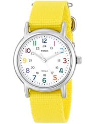 Timex Womans T2P369 Weekender Yellow Slip-Thru Nylon Strap Watch