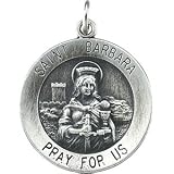 Sterling Silver Round St. Barbara Pendant Medal