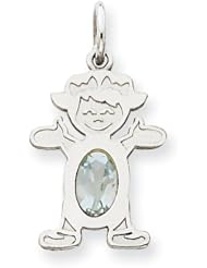 14K WG Girl 6x4 Oval Genuine Aquamarine-Mar