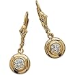 14K Yellow Gold Diamond Solitaire Dangle Earrings