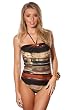 Myan Gold: Strapless One Piece Swimsuit by Blue Sky Swimwear