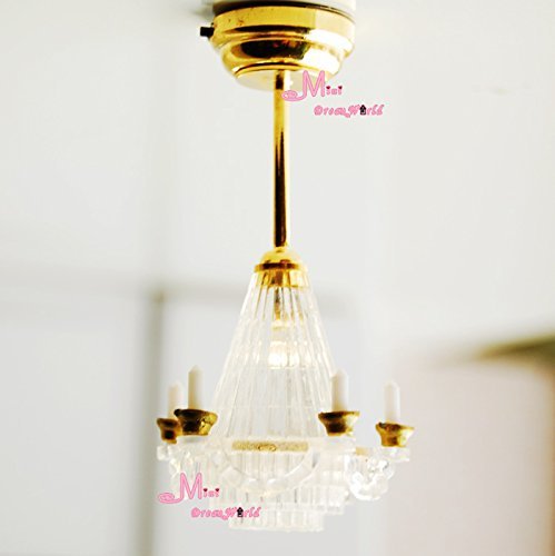 1/12 Dollhouse Miniature Self-control W/Battery Candle Ceiling Lamp Light LE05
