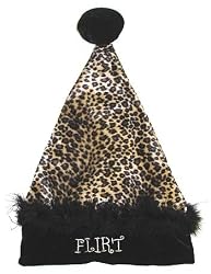 17" Sexy Black & Tan Leopard "Flirt" Velvet Santa Hat - Size Medium