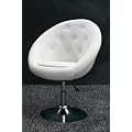AMSTYLE Couture Leder wei� Club Lounge-Sessel mit Zierkn�pfen Gesteppt Drehsessel