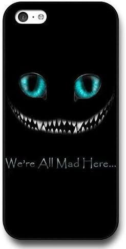 UniqueBox Customized Black Hard Plastic iPhone 5c Case, Alice in Wonderland We're all mad here Cheshire Cat Smile Face iPhone 5C case