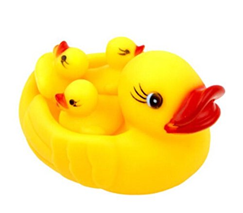 Domire Baby Bath Bathing Toys Rubber Race Squeaky Ducks Yellow