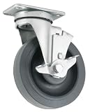 Waxman 4031555T 5-Inch Rubber Plate Caster with Swivel, Grey Tire and Black Rim