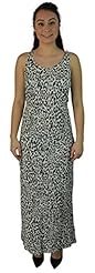 Scoop Neck Floor Length Cotton/Denim Sleeveless Animal Print  Dress