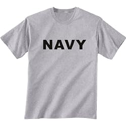 NAVY Short Sleeve T-Shirt - Military Style Physical Training T-Shirt in gray