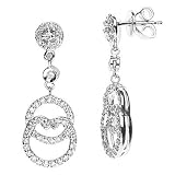 14K White Gold Diamond Drop Earrings (0.69Cttw, SI Clarity, H Color)