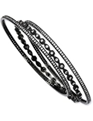 Cheryl M (tm) Black-plated Sterling Silver CZ Three Bangle Set