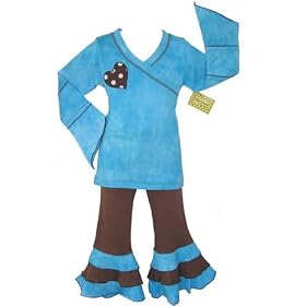 Girls Boutique Tie Dye Blue & Brown Outfit by AnnLoren