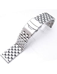 22mm Brushed Engineer Solid Link 316l Stainless Steel Watch Bracelet Band