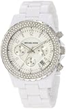 Women's White Ceramic Link Bracelet Quartz Chronograph Crystal