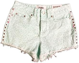 Victoria Secret PINK Cheeky High Rise Lepord Studded Turquoise Shorts
